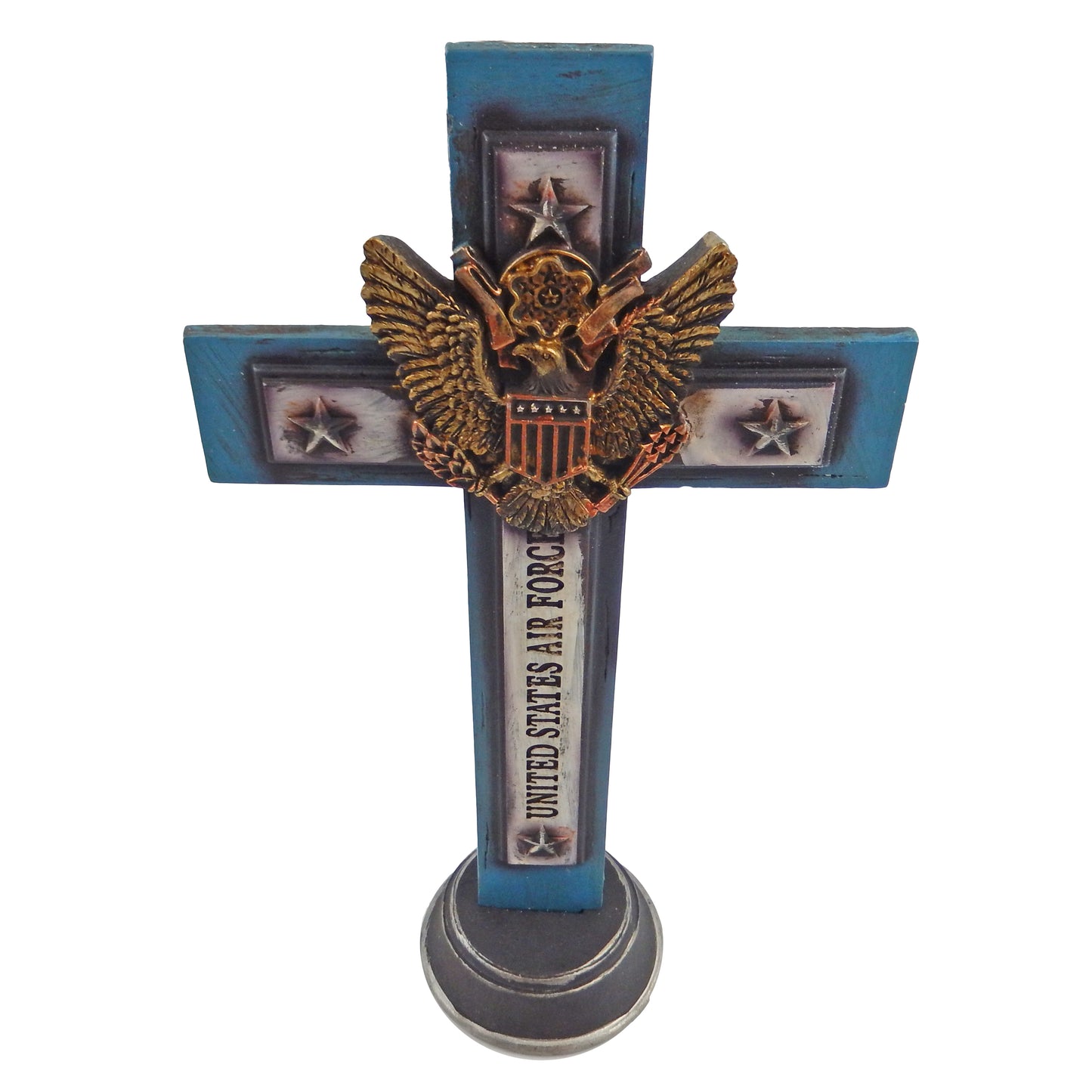 United States Air Force Pedestal Standing Cross Military Stars Eagle 12.5 inch Tall