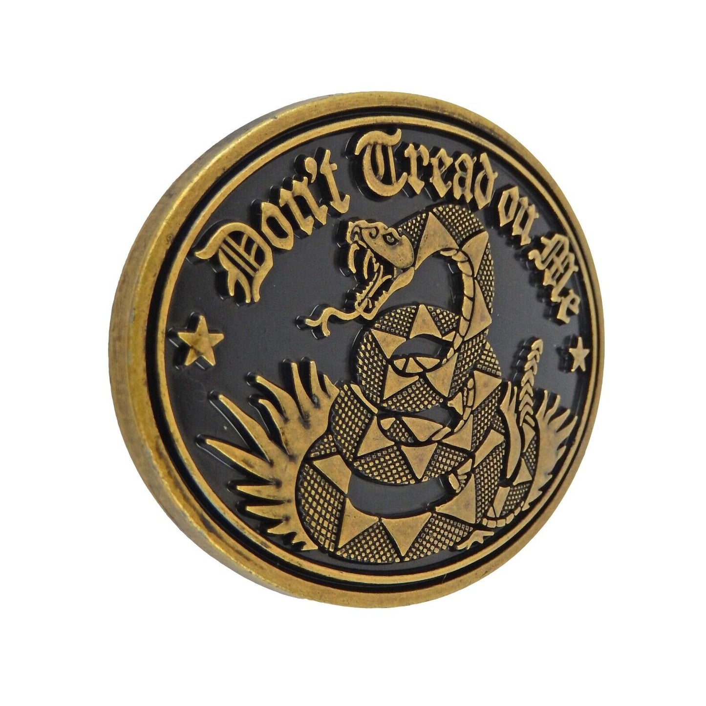 Don't Tread On Me Gadsden Flag Snake Belt Buckle Antique Bronze Black Enamel