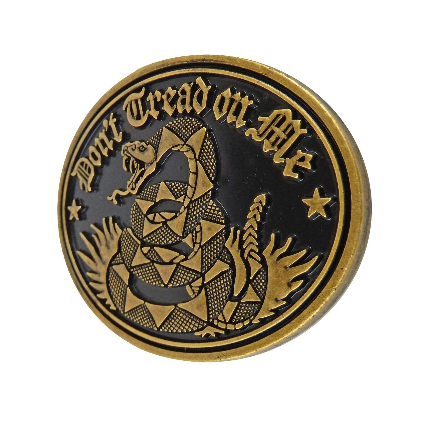 Don't Tread On Me Gadsden Flag Snake Belt Buckle Antique Bronze Black Enamel