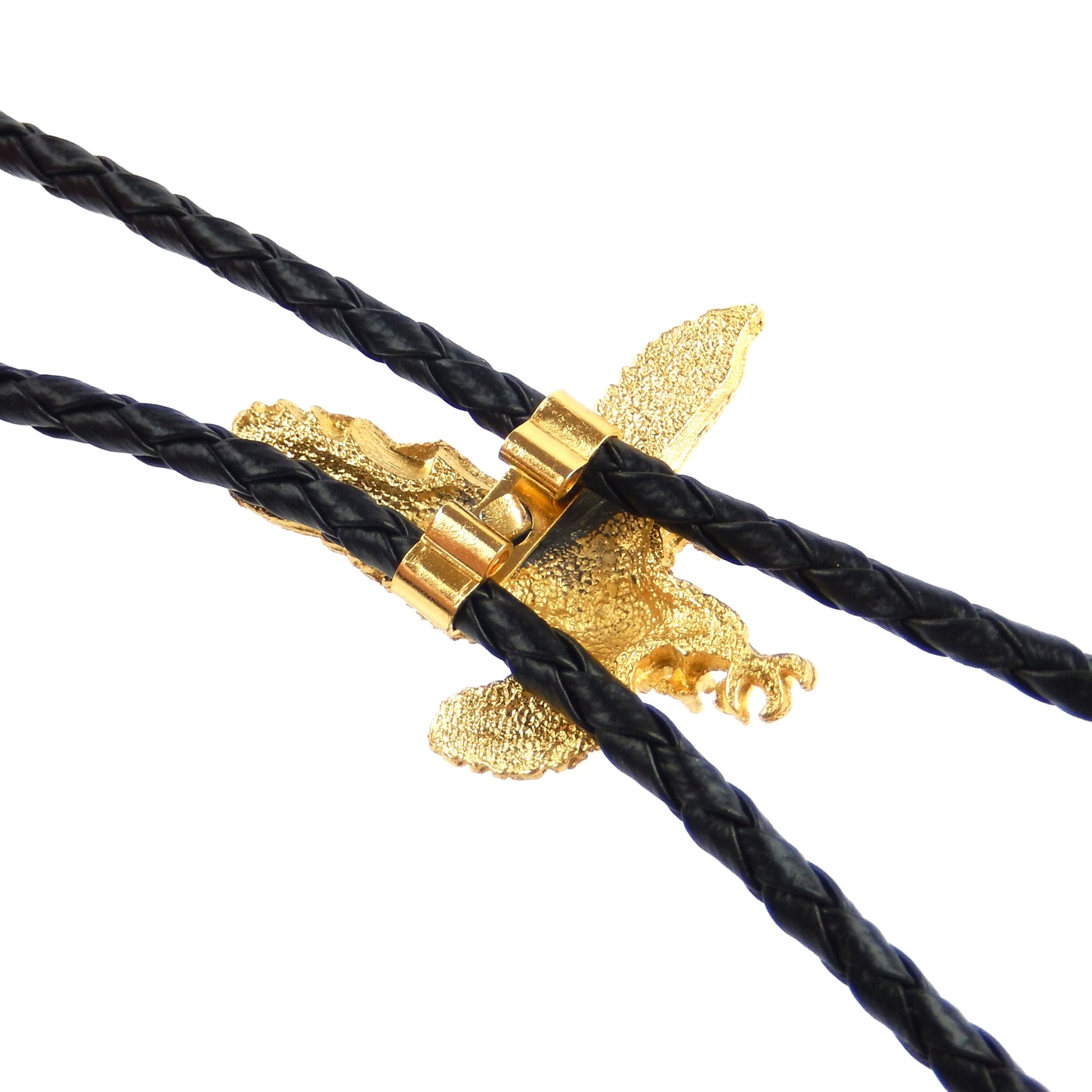 Attacking American Eagle Bolo Tie Real Gold Plated Pendant 36 inch Black Cord