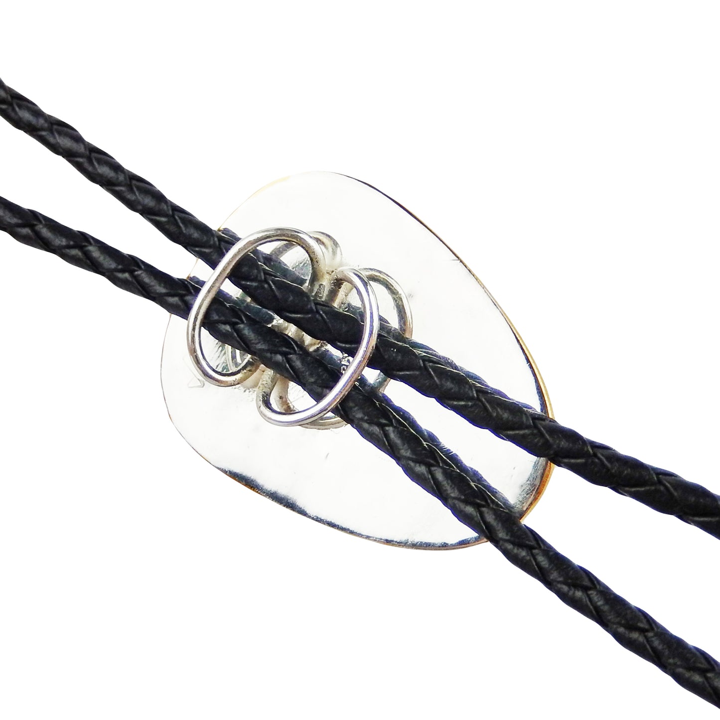 German Silver Golden American Eagle Bolo Tie 36 inch Black Cord Made in USA