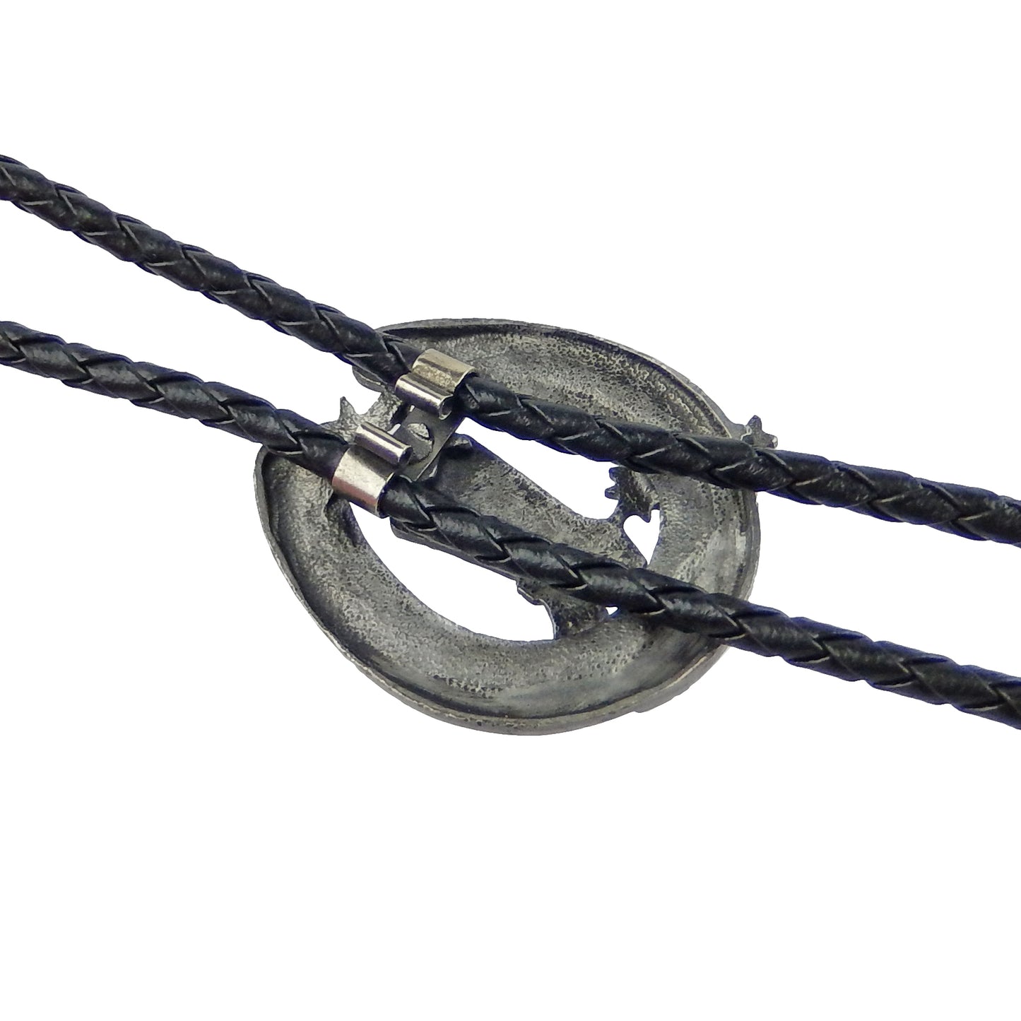 Horseshoe Cowboy Boot Bolo Tie Western Silver Tone 36 inch Black Cord USA Made