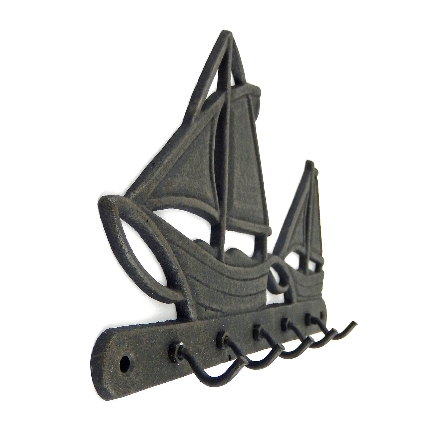 Cast Iron Sailboats Wall Hook Rack Key Towel Coat Hanger Nautical Beach Decor