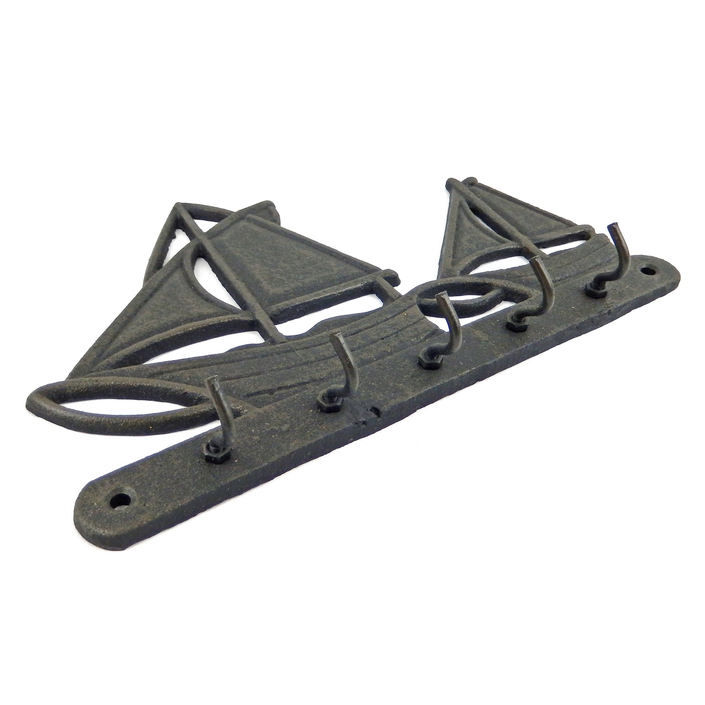 Cast Iron Sailboats Wall Hook Rack Key Towel Coat Hanger Nautical Beach Decor