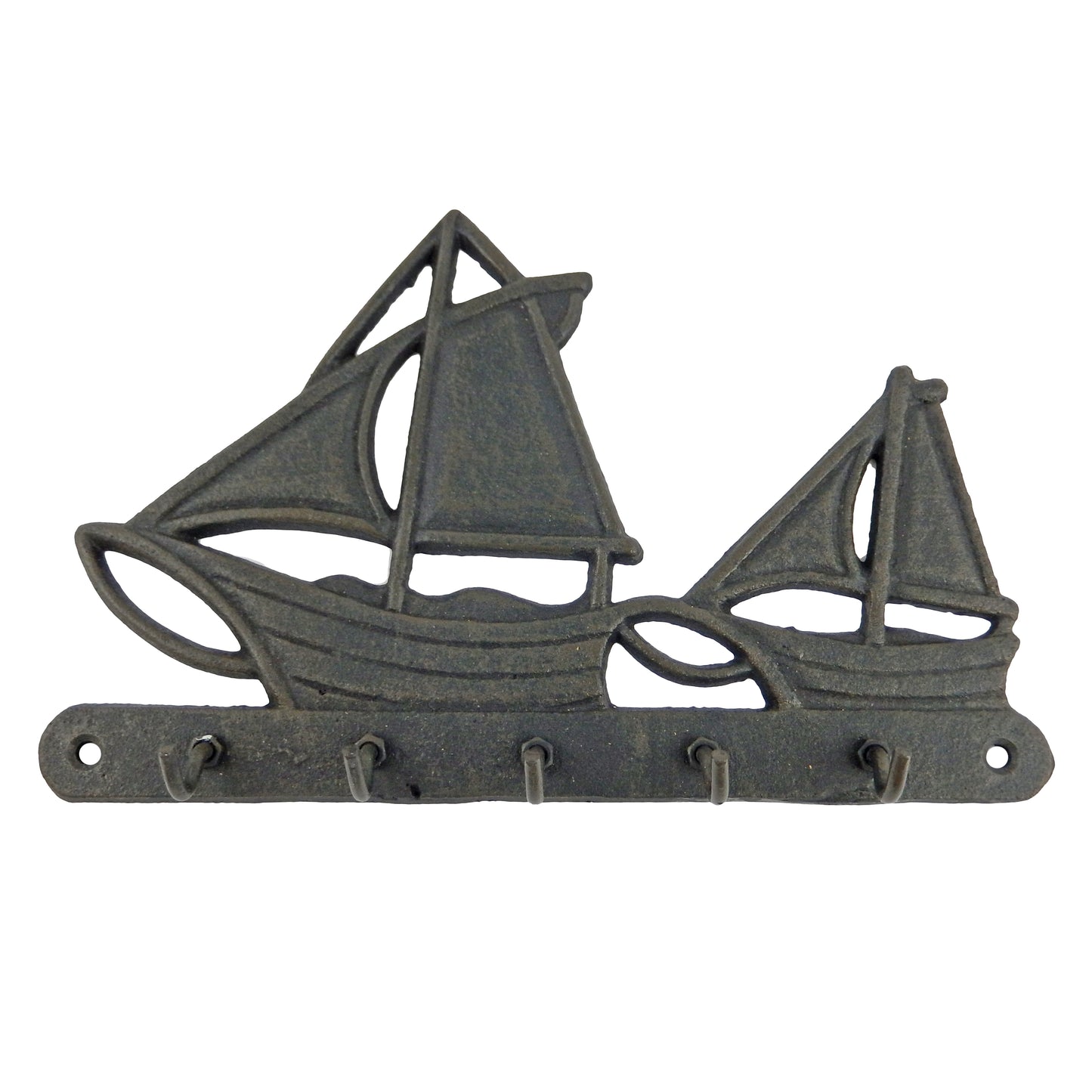 Cast Iron Sailboats Wall Hook Rack Key Towel Coat Hanger Nautical Beach Decor