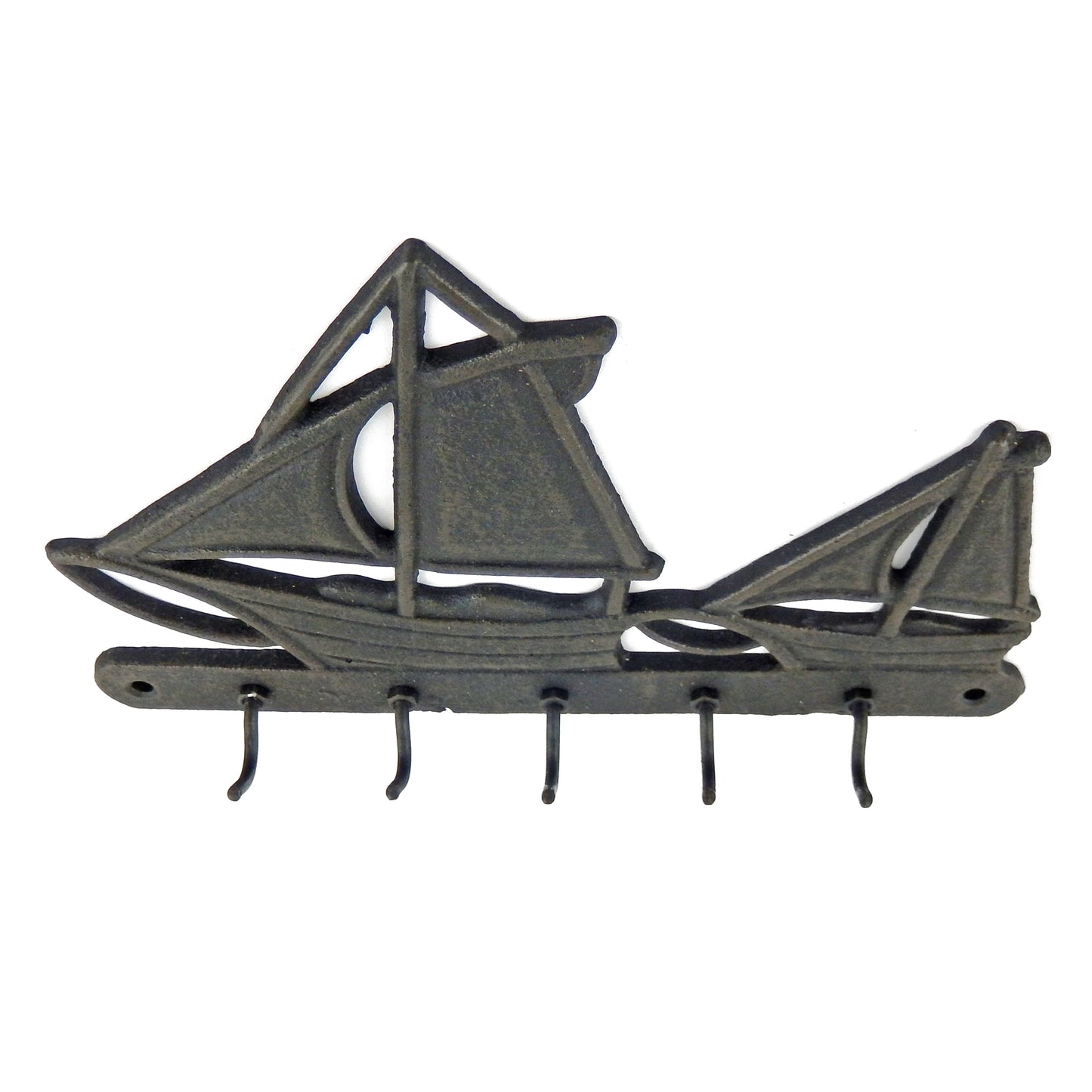 Cast Iron Sailboats Wall Hook Rack Key Towel Coat Hanger Nautical Beach Decor