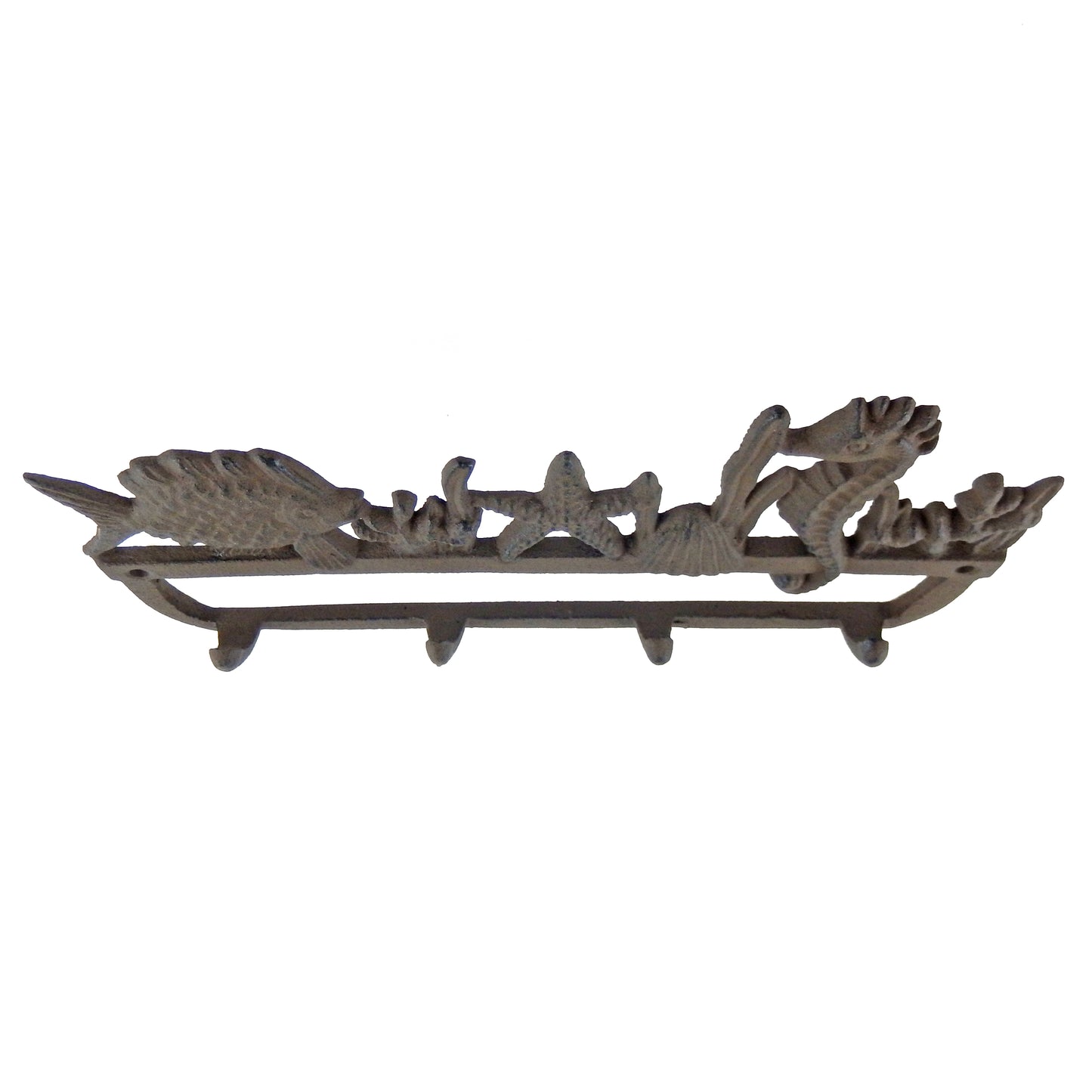 Cast Iron Seahorse Starfish Coral Wall Hook Rack Key Towel Coat Hanger Brown