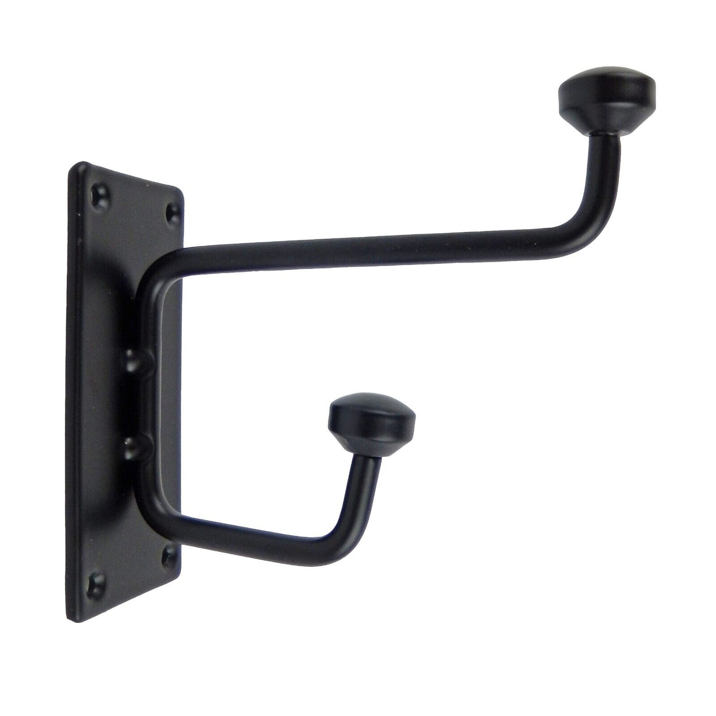Metal Double Wall Hook Door Towel Robe Coat Hanger Matte Black 4 3/8 in Long