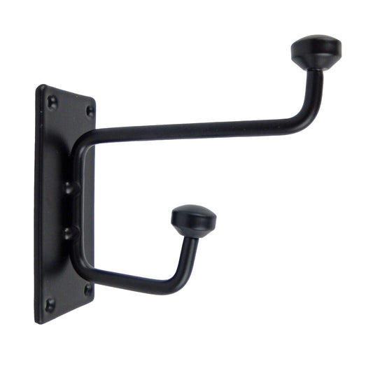 Metal Double Wall Hook Door Towel Robe Coat Hanger Matte Black 4 3/8 in Long