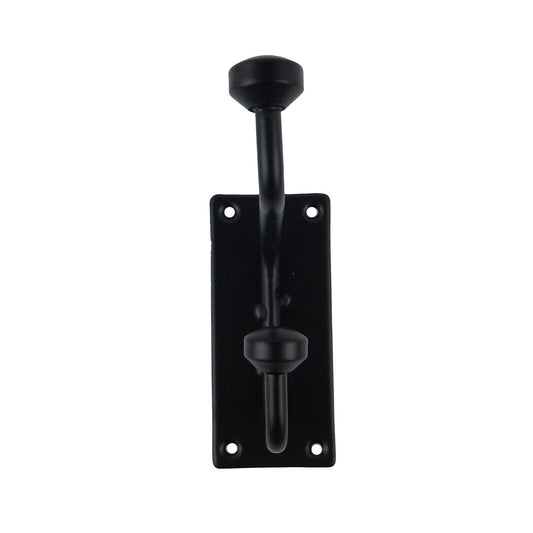Metal Double Wall Hook Door Towel Robe Coat Hanger Matte Black 4 3/8 in Long