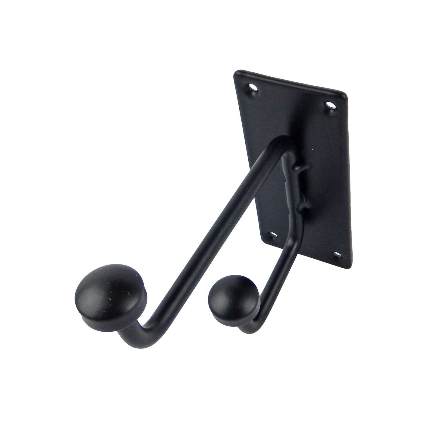 Metal Double Wall Hook Door Towel Robe Coat Hanger Matte Black 4 3/8 in Long