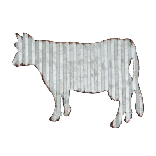 Corrugated Metal Cow Silhouette Wall Decor Lightweight Farmhouse Sign 10.5 inch