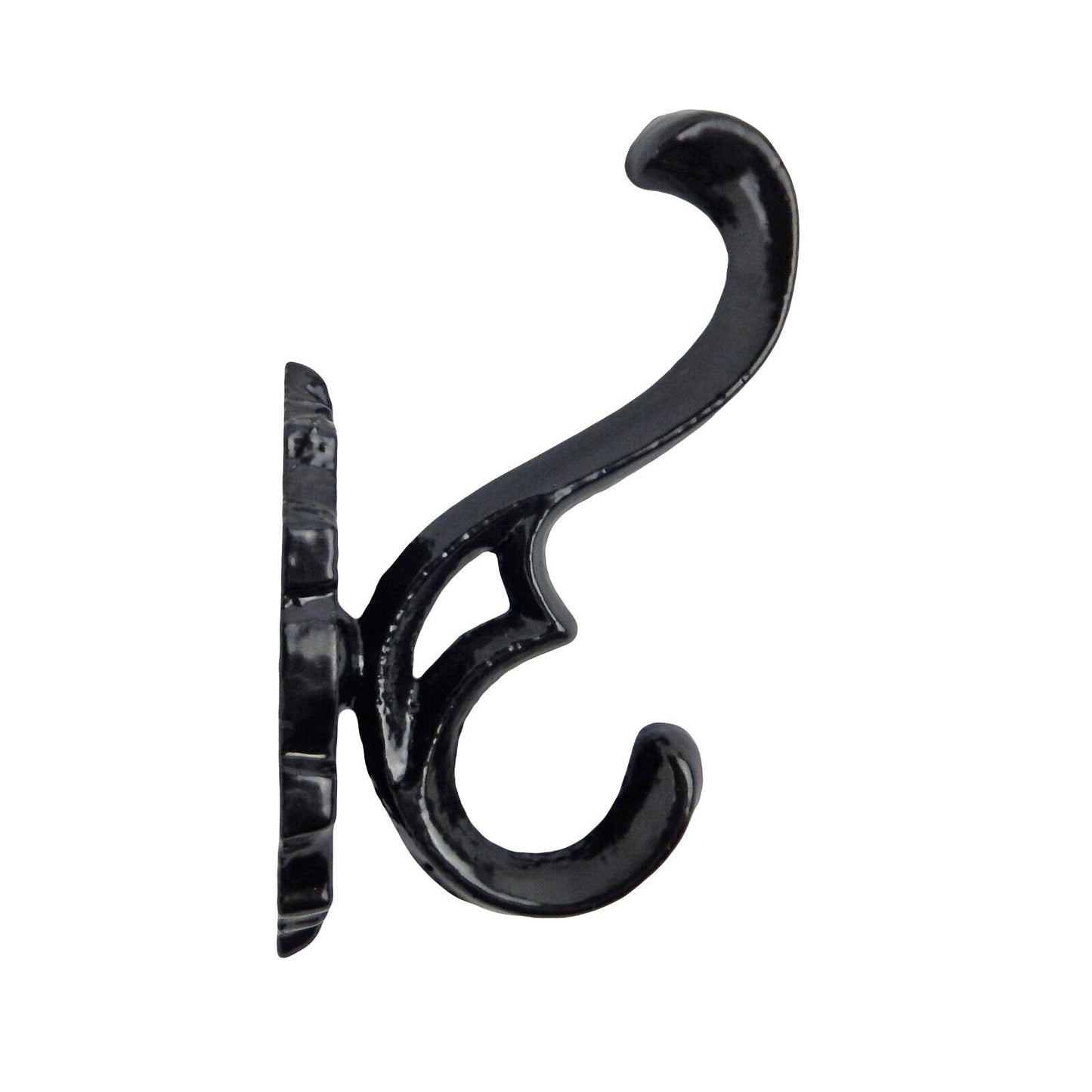 Victorian Fleur De Lis Cast Iron Double Wall Hook Towel Coat Hanger Gloss Black