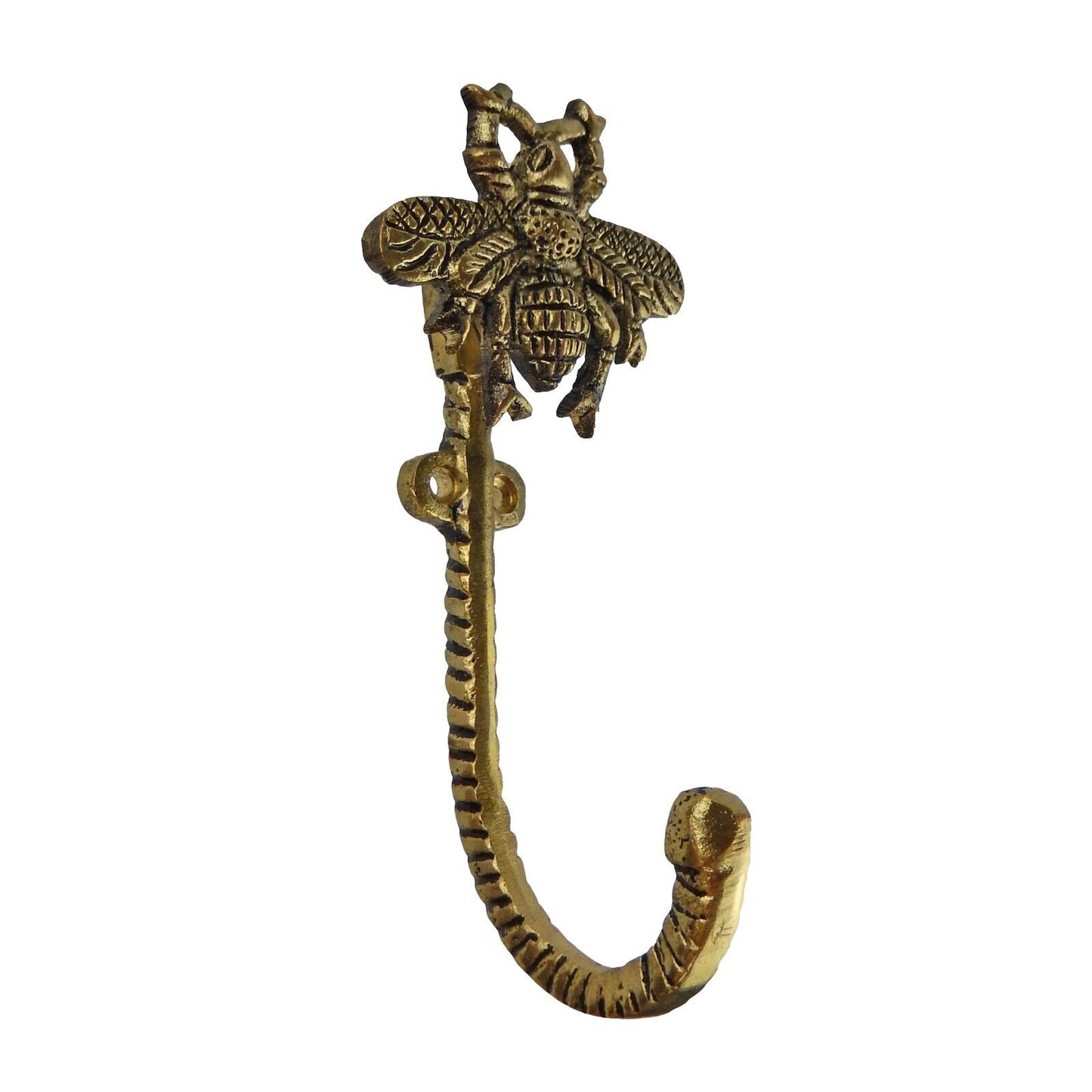 Gold & Black Metal Bee Wall Hook Key Towel Coat Hanger Lightweight 4.25 in Tall