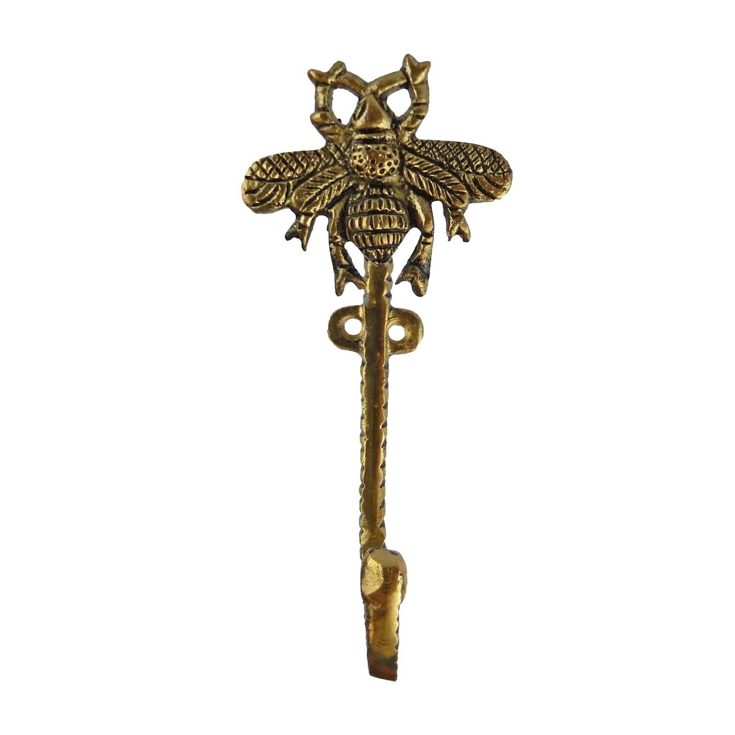 Gold & Black Metal Bee Wall Hook Key Towel Coat Hanger Lightweight 4.25 in Tall