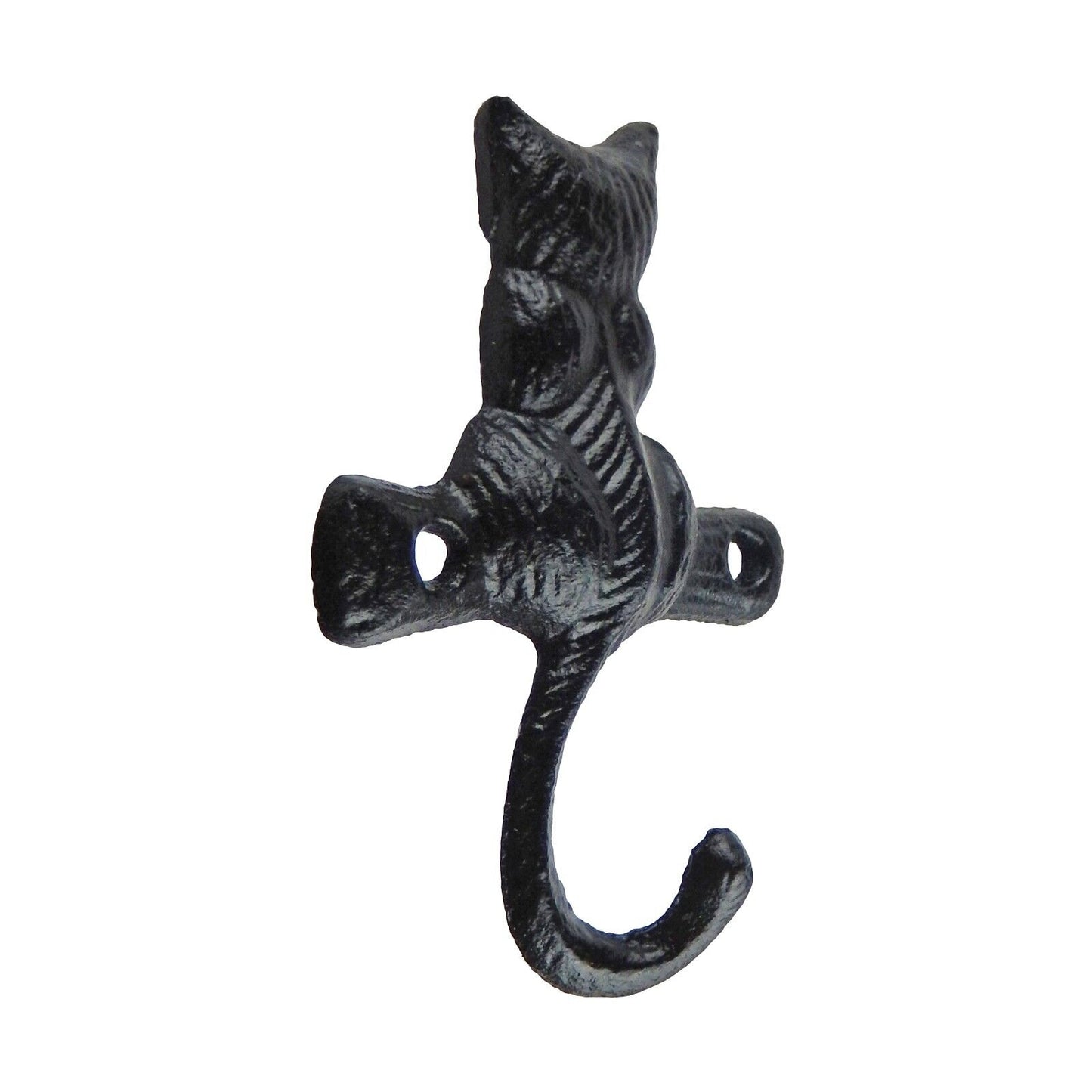 Small Black Cat Tail Metal Wall Hook Cast Iron Key Hanger 4 inch