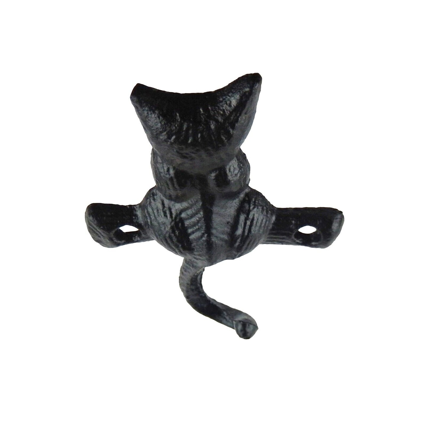 Small Black Cat Tail Metal Wall Hook Cast Iron Key Hanger 4 inch