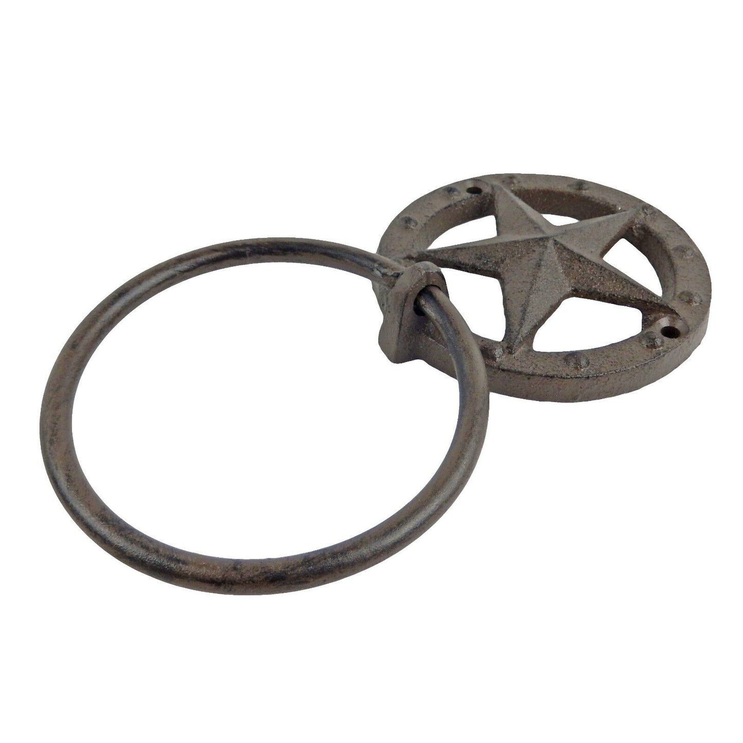 Cast Iron Texas Star Hand Towel Ring Wall Mounted Rustic Western Kitchen Bath