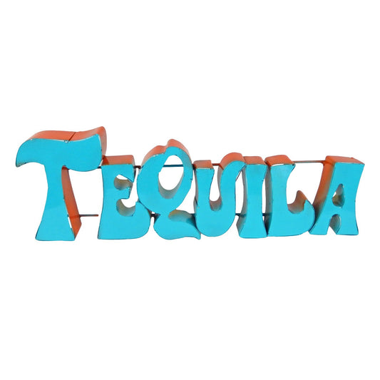Tequila Recycled Metal Sign Colorful Mexican Bar Cantina Wall Decor 20 inch