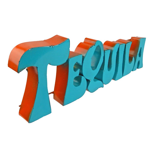 Tequila Recycled Metal Sign Colorful Mexican Bar Cantina Wall Decor 20 inch