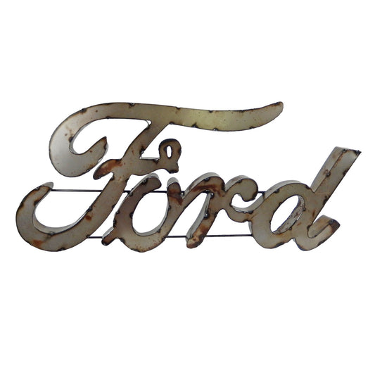 Large Recycled Metal Cursive Ford Logo Garage Wall Decor Sign Rustic Retro 22 in