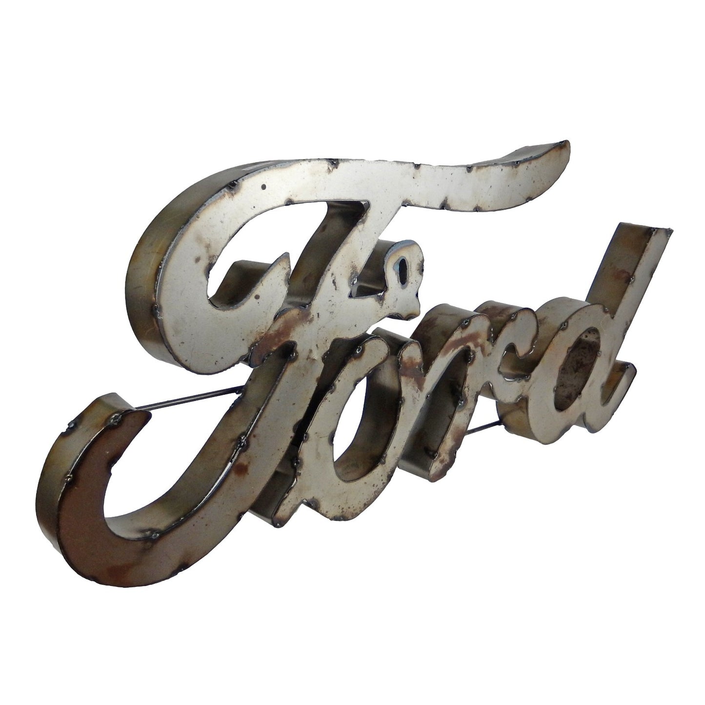 Large Recycled Metal Cursive Ford Logo Garage Wall Decor Sign Rustic Retro 22 in