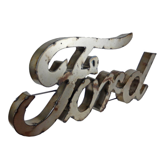 Large Recycled Metal Cursive Ford Logo Garage Wall Decor Sign Rustic Retro 22 in