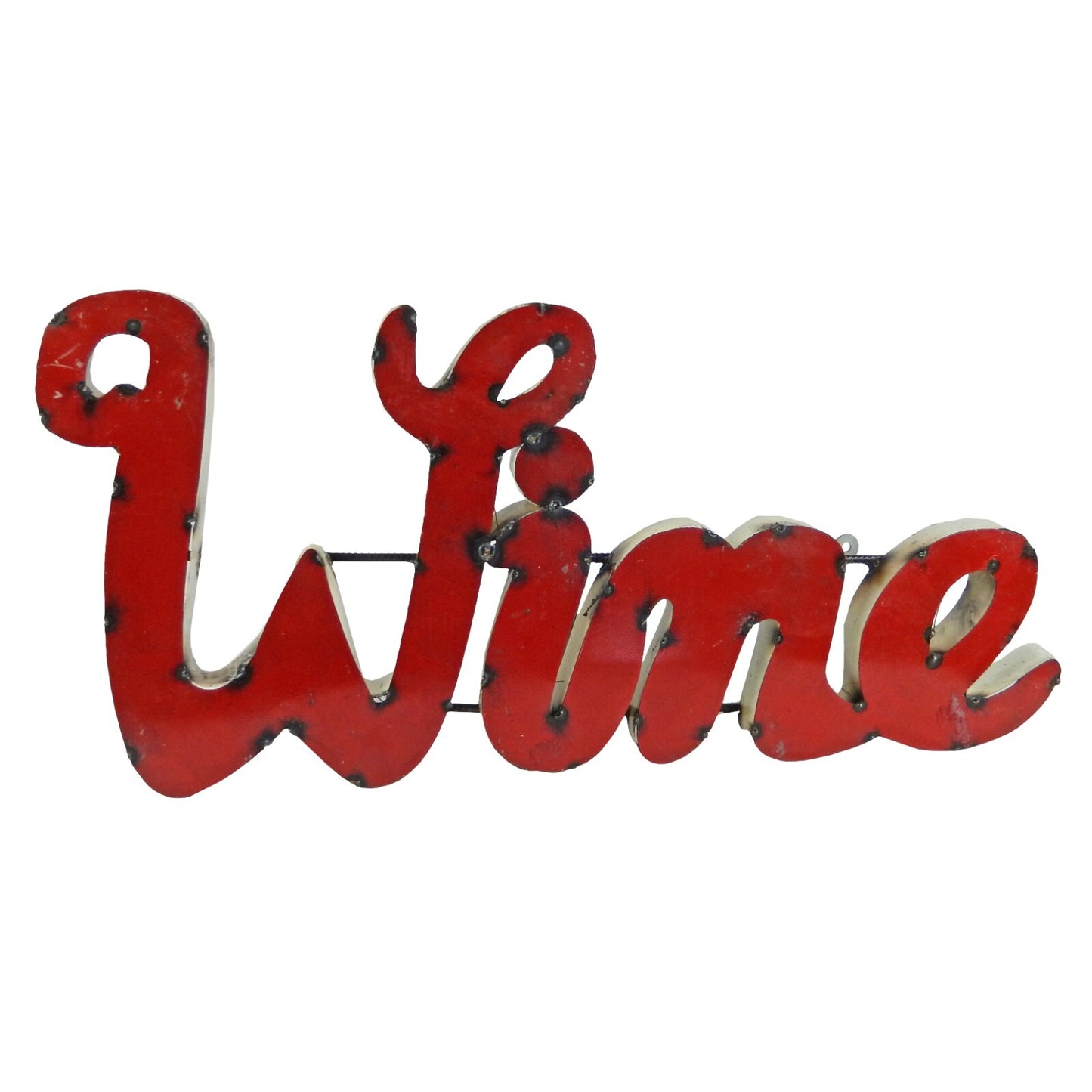 XL Red Wine Recycled Metal Sign Colorful Bar Cantina Wall Decor 29 x 13.5 inch