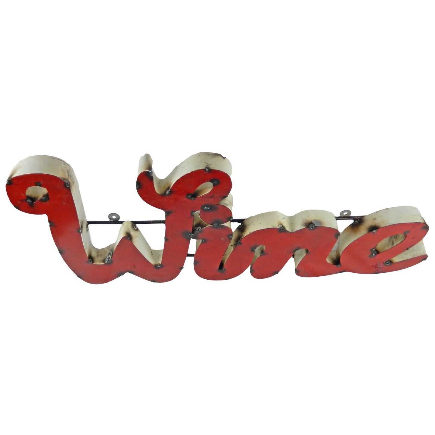 XL Red Wine Recycled Metal Sign Colorful Bar Cantina Wall Decor 29 x 13.5 inch