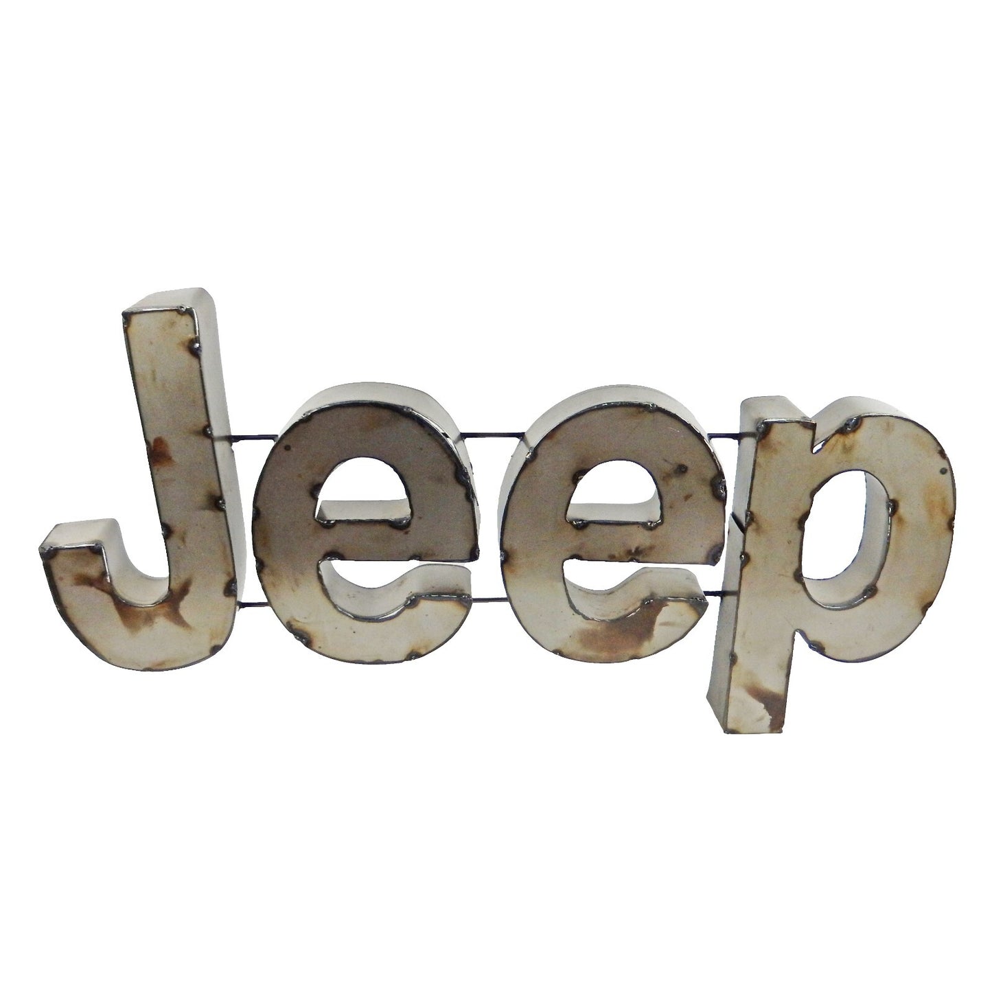 Large Recycled Metal Jeep Logo Garage Wall Decor Sign Rustic Retro 24 1/2 inch