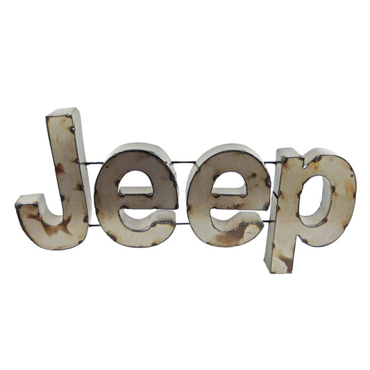 Large Recycled Metal Jeep Logo Garage Wall Decor Sign Rustic Retro 24 1/2 inch