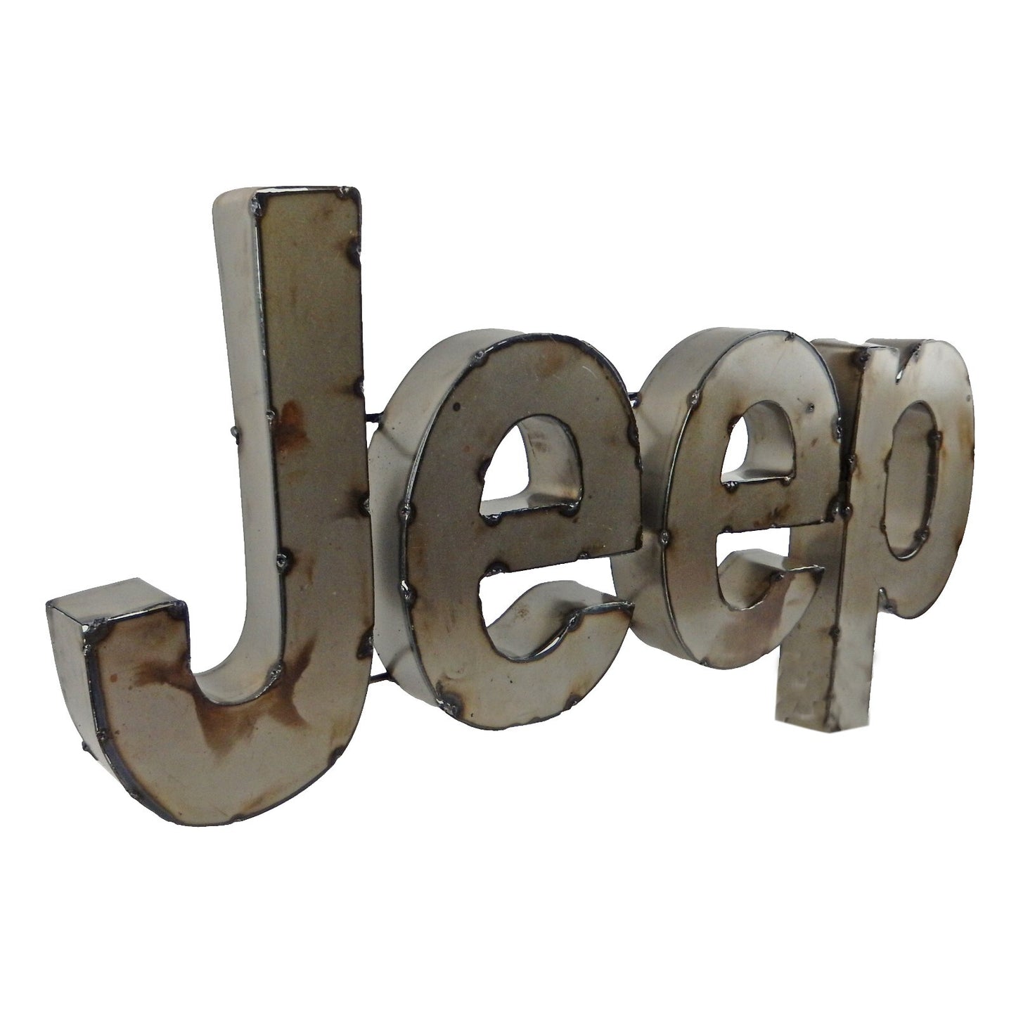 Large Recycled Metal Jeep Logo Garage Wall Decor Sign Rustic Retro 24 1/2 inch