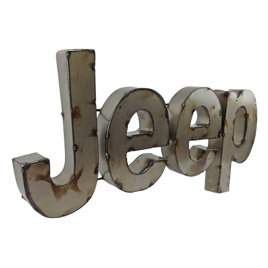 Large Recycled Metal Jeep Logo Garage Wall Decor Sign Rustic Retro 24 1/2 inch