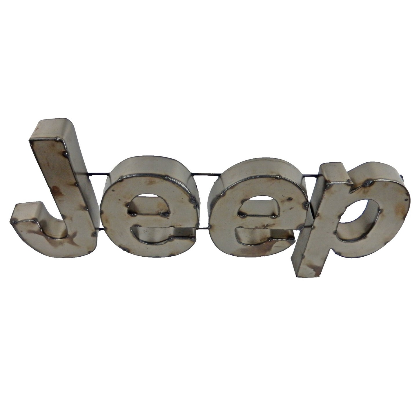 Large Recycled Metal Jeep Logo Garage Wall Decor Sign Rustic Retro 24 1/2 inch