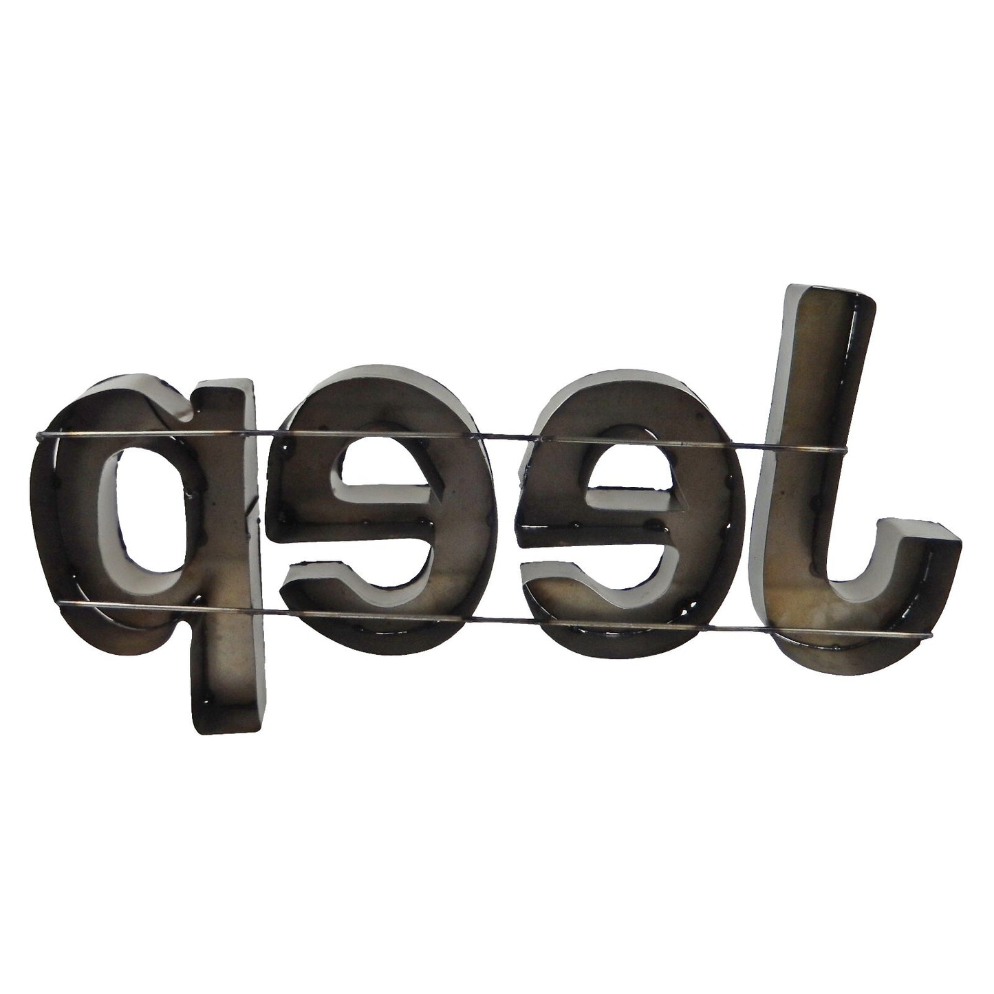Large Recycled Metal Jeep Logo Garage Wall Decor Sign Rustic Retro 24 1/2 inch