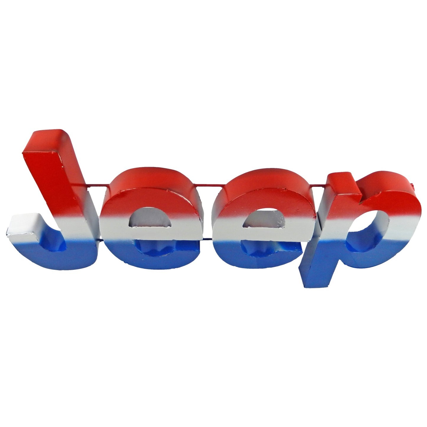Large Patriotic Red White Blue Recycled Metal Jeep Wall Decor Sign 24 1/2 inch