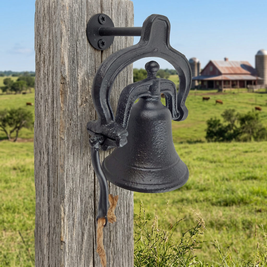 Cast Iron Farm School Church Dinner Bell Retro Antique Style Matte Black Finish