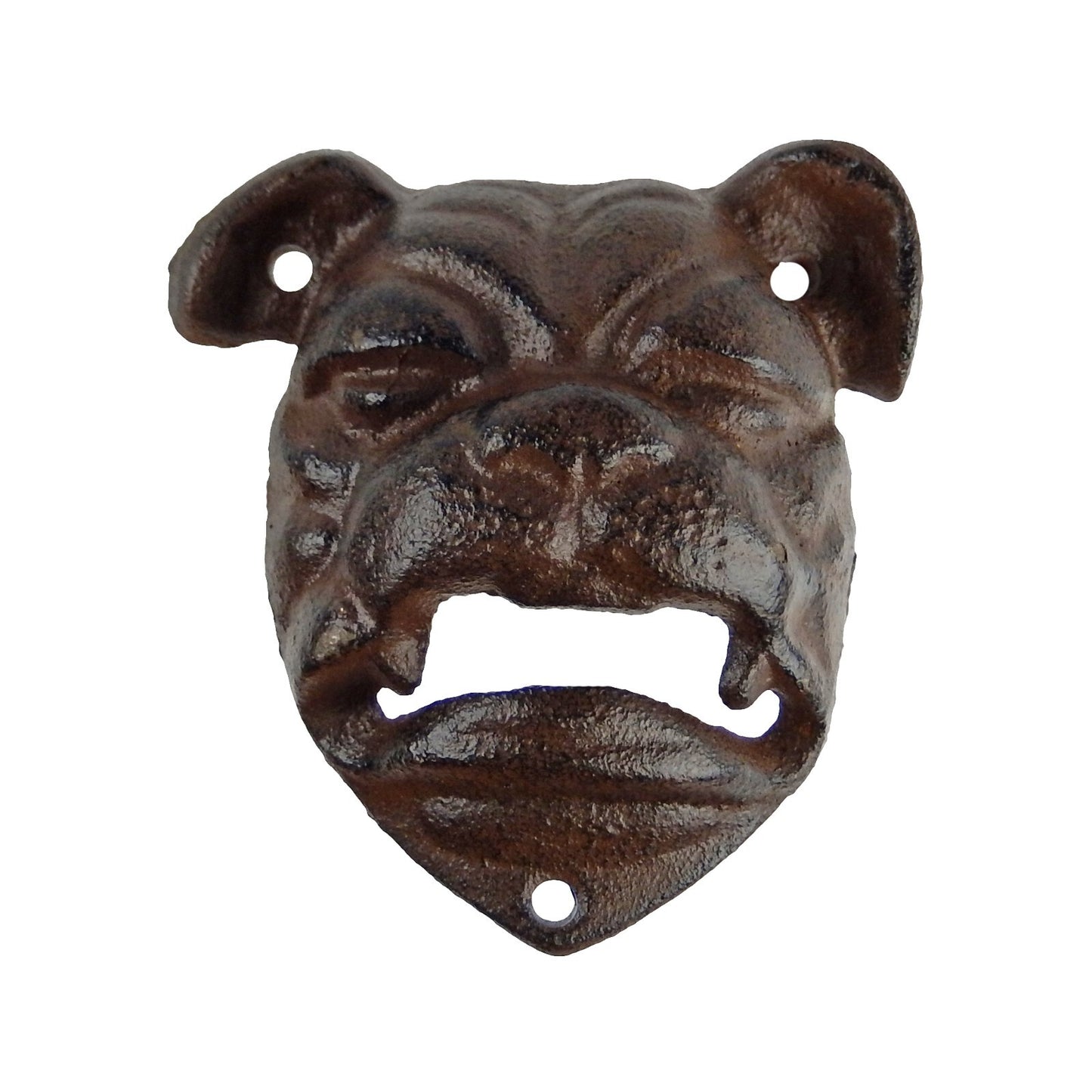 Cast Iron Georgia Bulldog Face Beer Bottle Opener Wall Mounted Rustic Brown