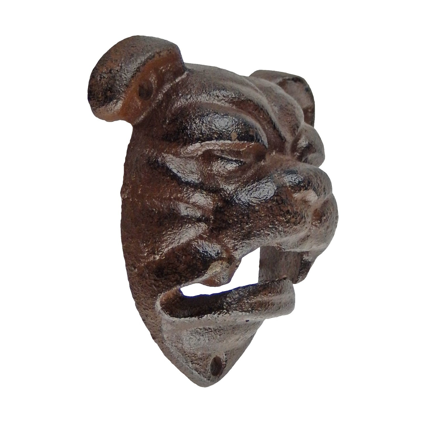 Cast Iron Georgia Bulldog Face Beer Bottle Opener Wall Mounted Rustic Brown