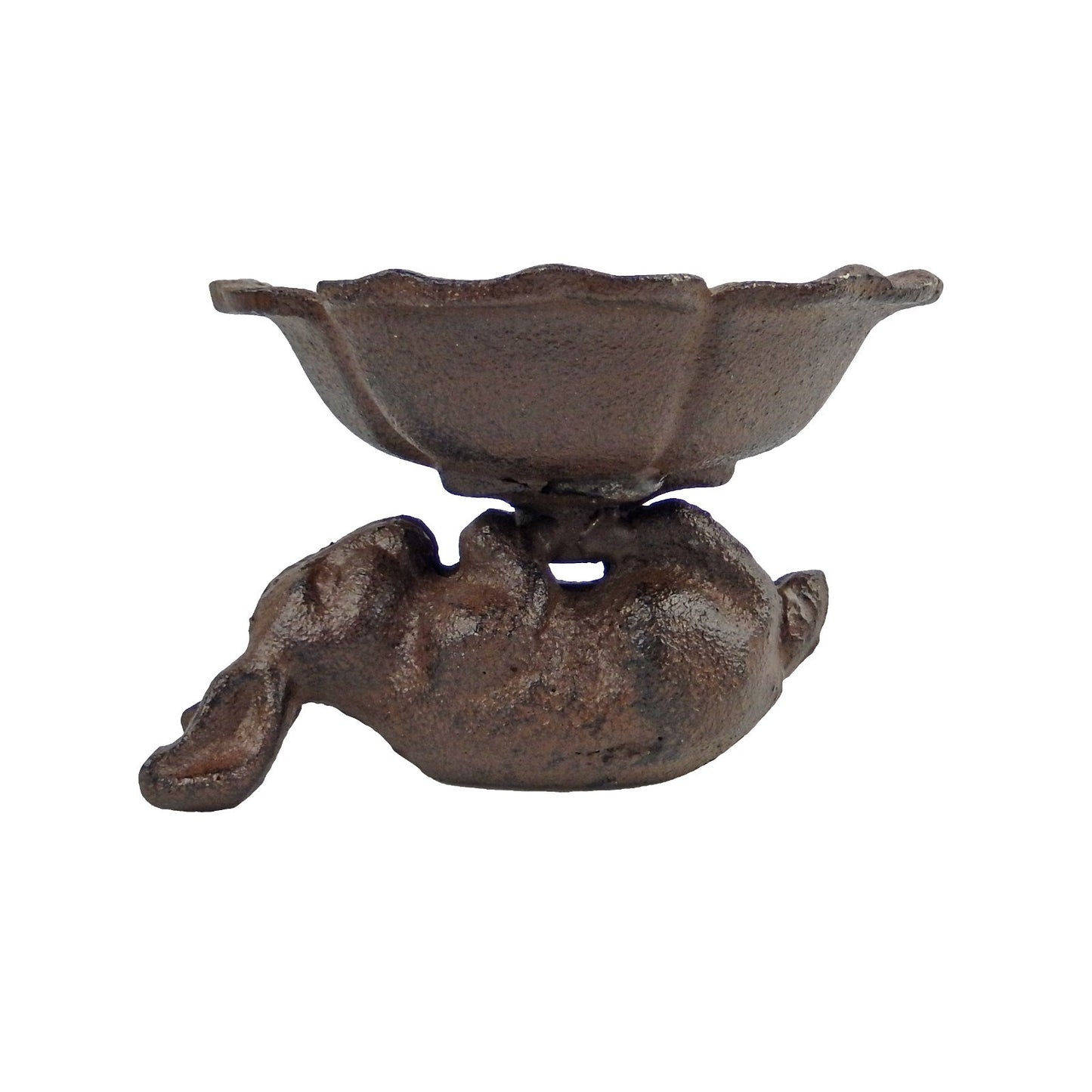 Small Cast Iron Bunny Rabbit Flower Bird Feeder Trinket Dish Tray Key Holder