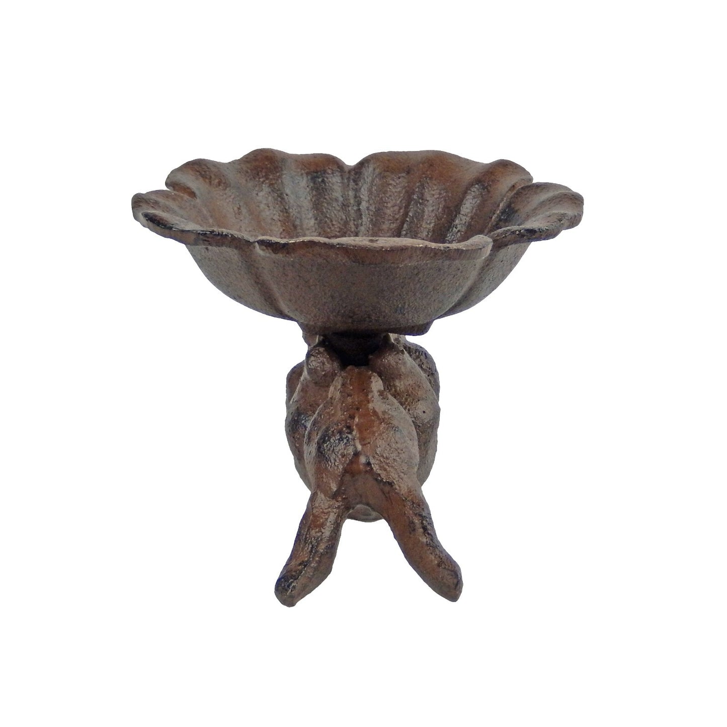 Small Cast Iron Bunny Rabbit Flower Bird Feeder Trinket Dish Tray Key Holder