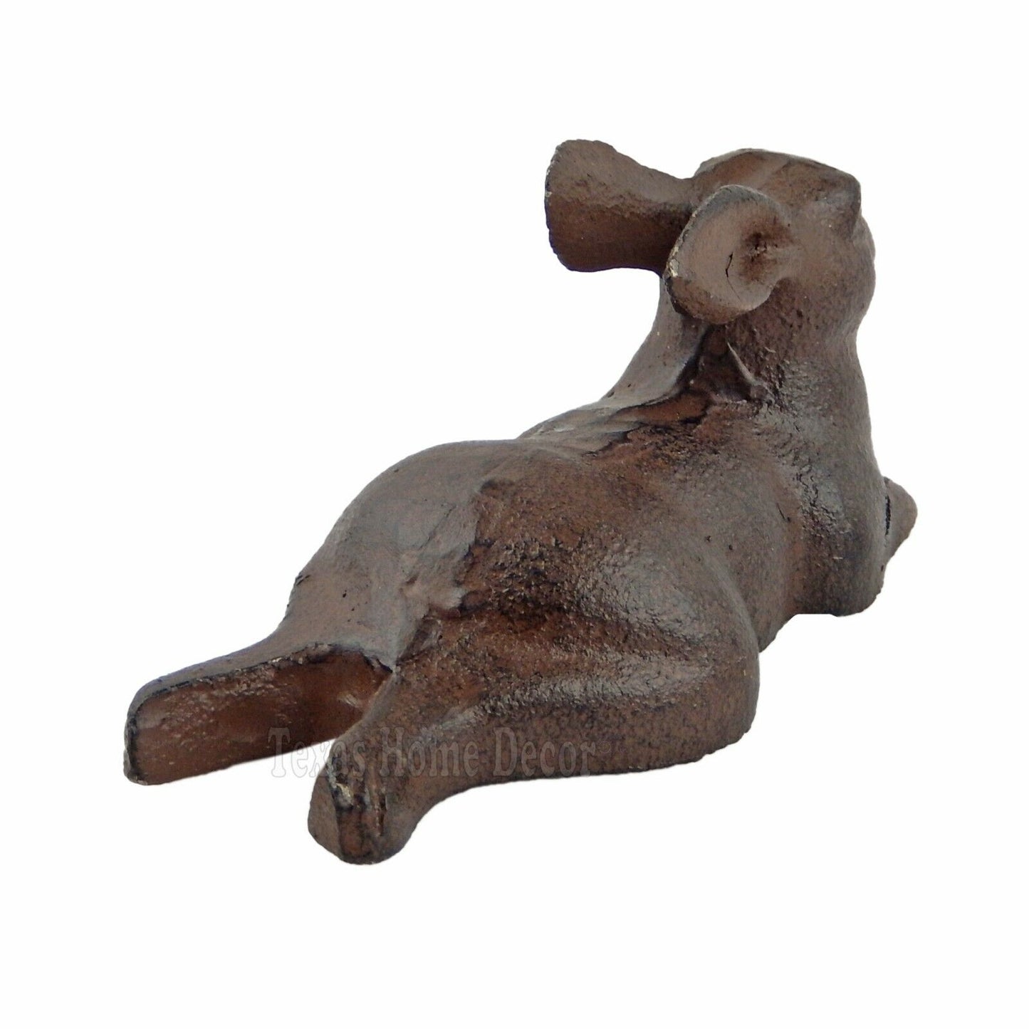 Small Bunny Rabbit Resting Figurine Cast Iron Heavy Duty Rustic Antique Style