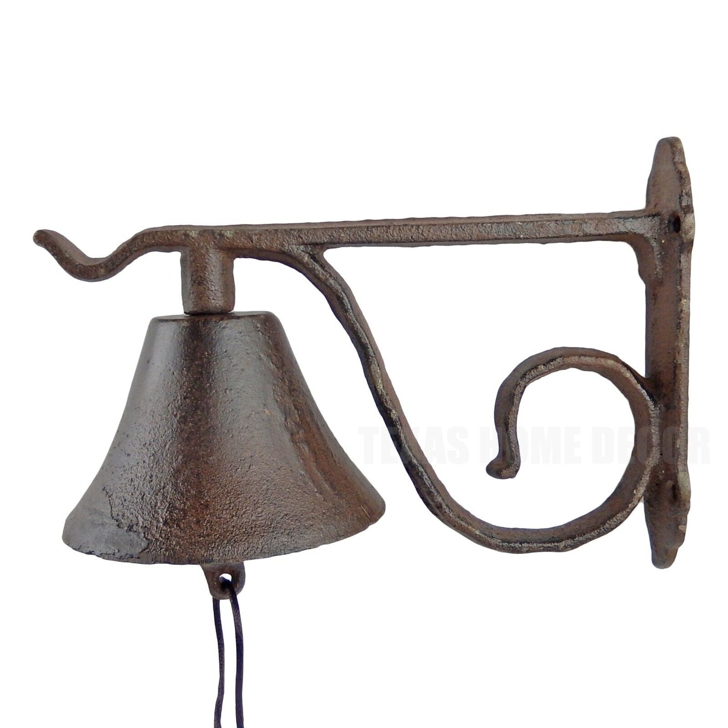 Farmhouse Dinner Bell Scrolls Cast Iron Wall Mount Rustic Brown Country Western