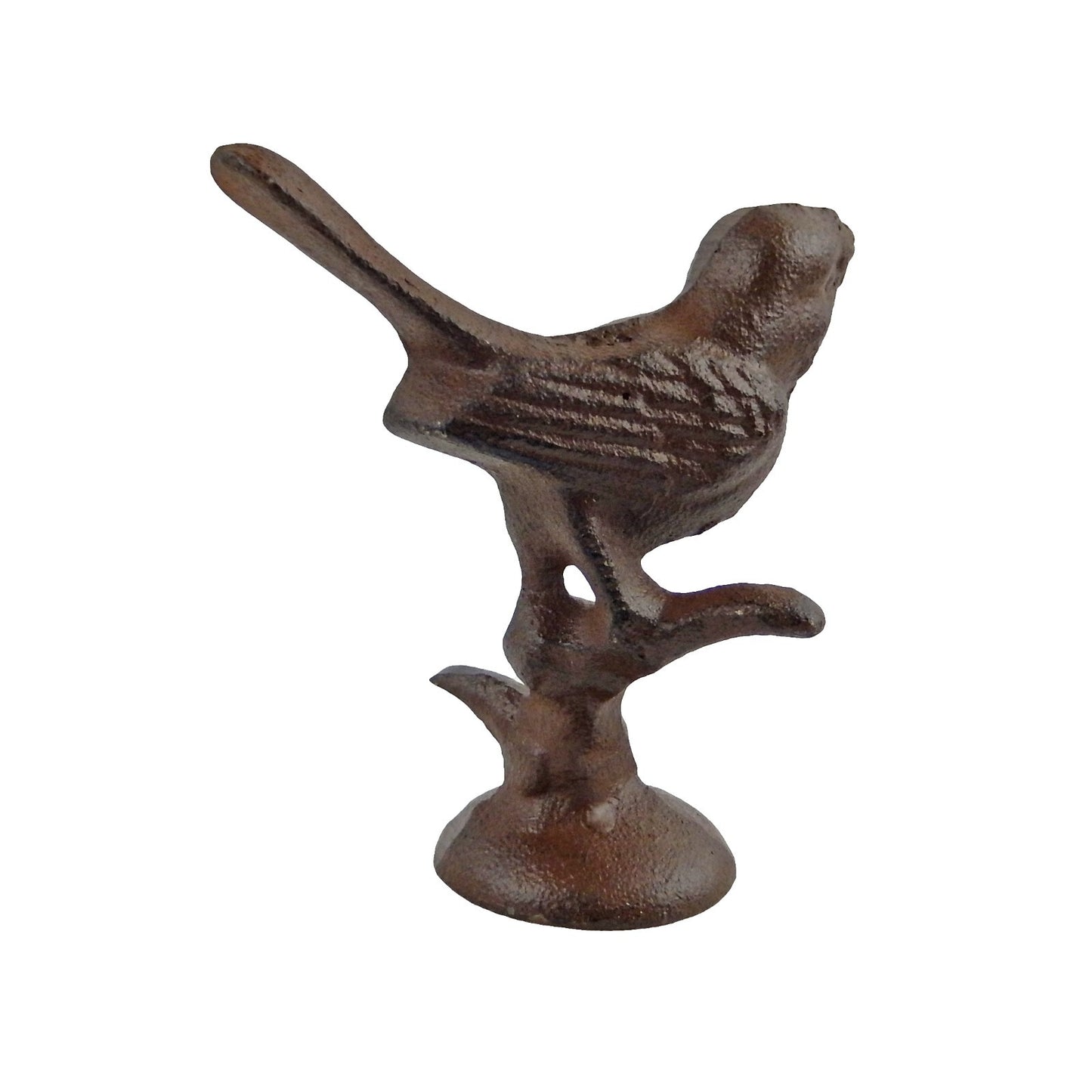 Cast Iron Bird on Branch Stand Figurine Paperweight Shelf Sitter Rustic Brown