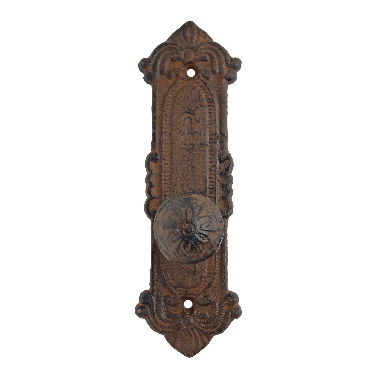 Antique Style Cast Iron Victorian Door Plate With Knob Wall Hook Decorative 8 in