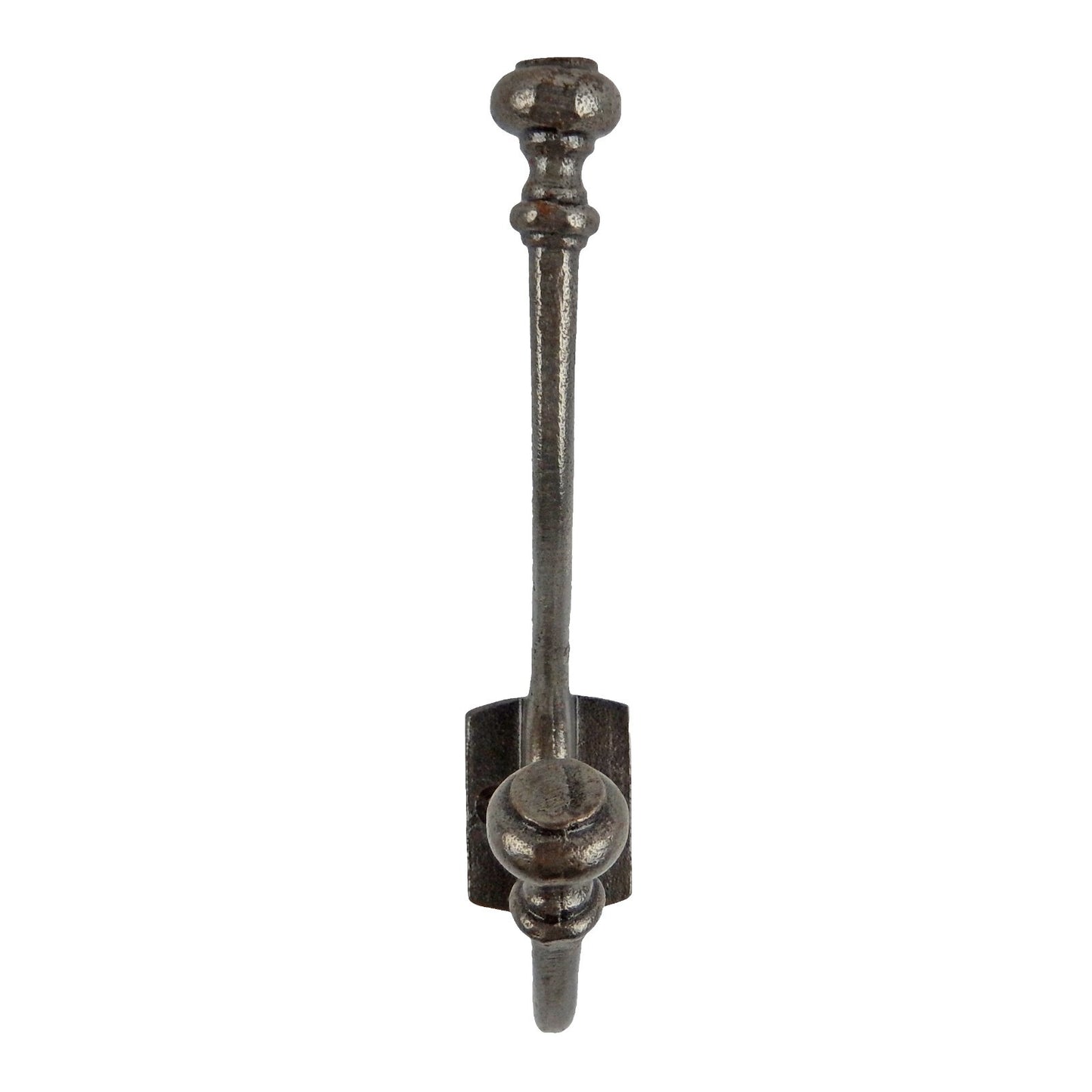 Gray Oil Rubbed Raw Cast Iron Fancy Double Wall Hook Hat Coat Towel Hanger 6 in