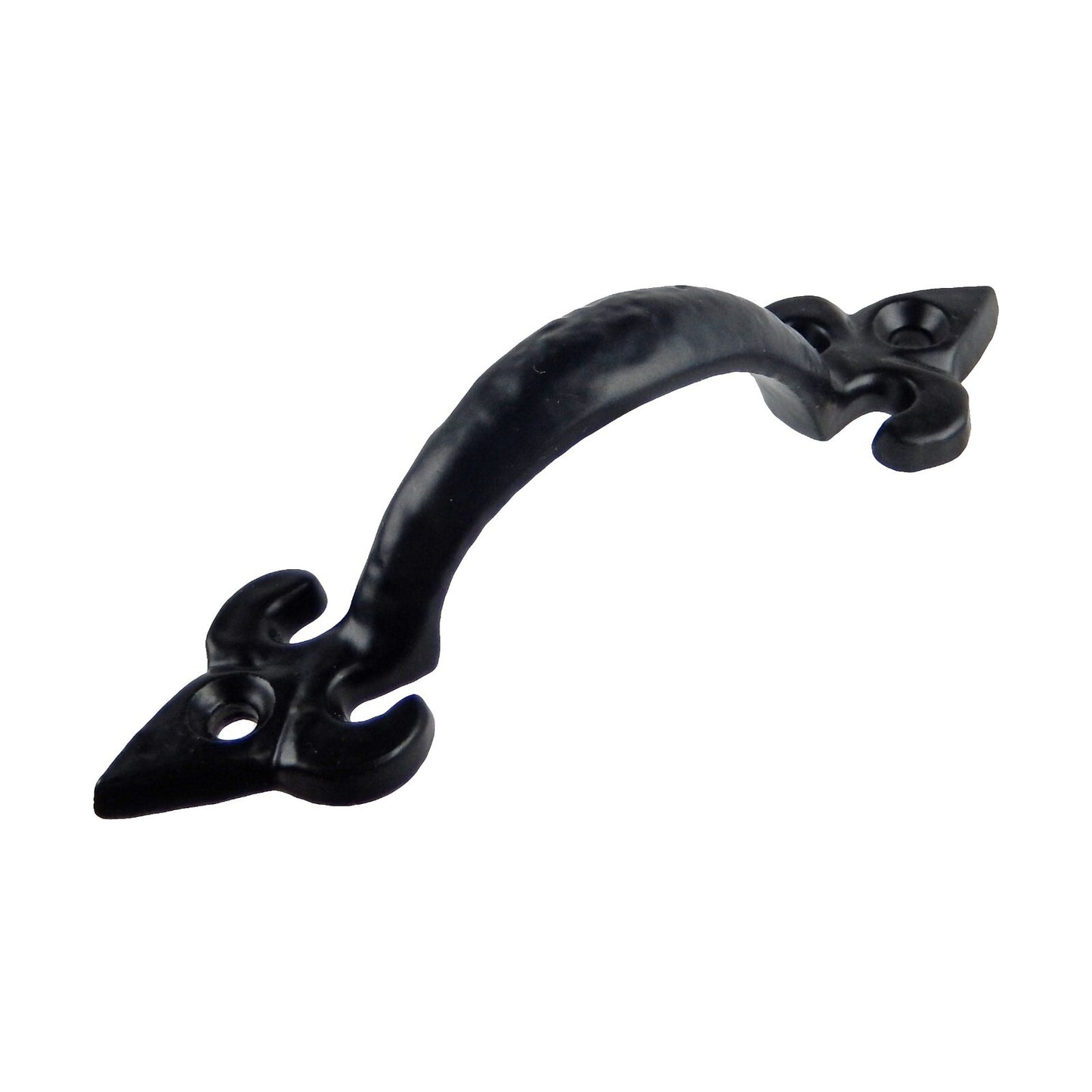 Small Tiny Cast Iron Fleur De Lis Cabinet Door Handle Drawer Pull Black 4 inch