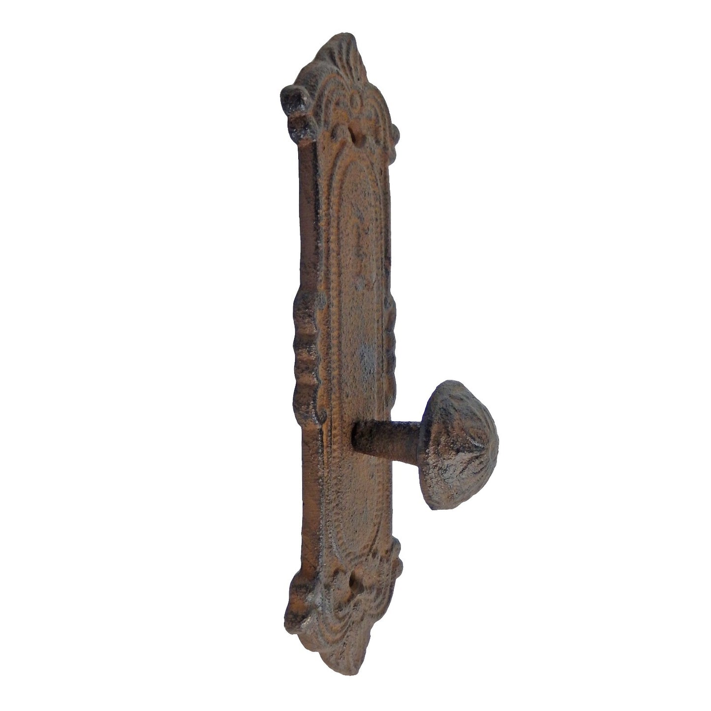 Antique Style Cast Iron Victorian Door Plate With Knob Wall Hook Decorative 8 in