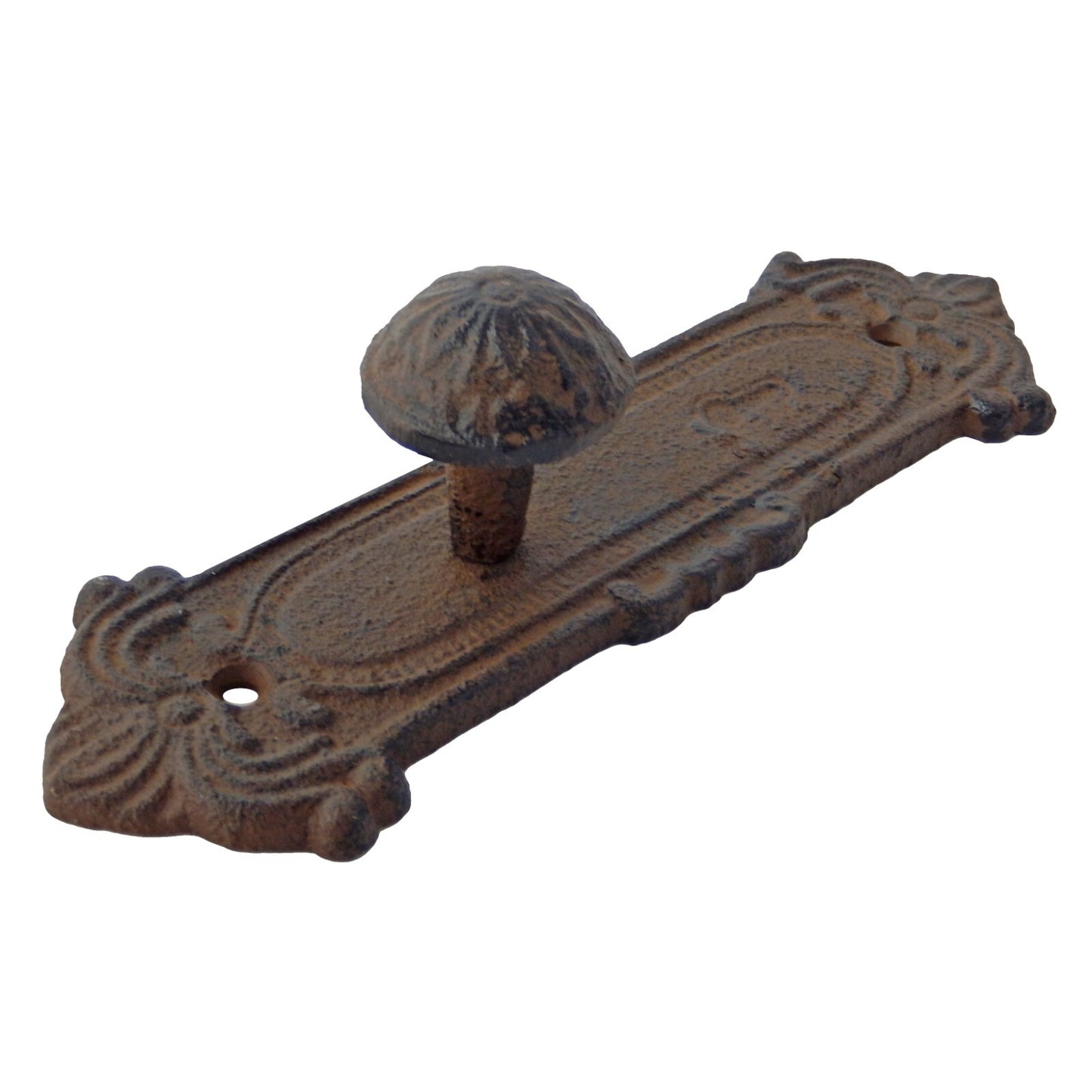 Antique Style Cast Iron Victorian Door Plate With Knob Wall Hook Decorative 8 in