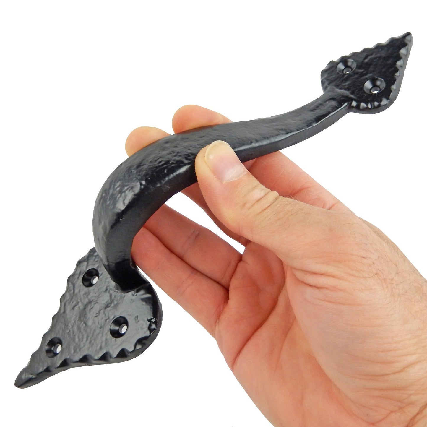 Large Fancy Victorian Cast Iron Door Handle Pull Black Powder Coated 10 inch